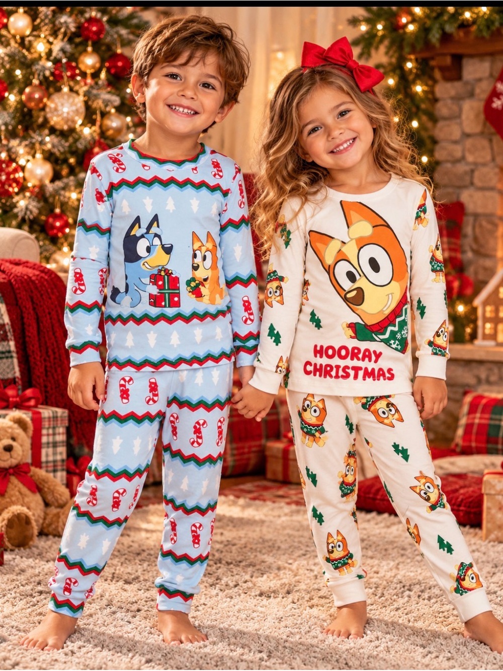 Bluey Christmas Pajamas 3T 4-Piece Set NWT Bluey Bingo Holiday PJs